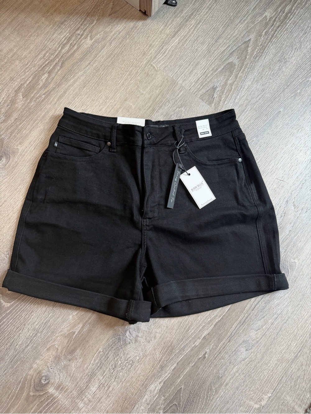 Judy Blue Black Rolled Hem Denim Shorts